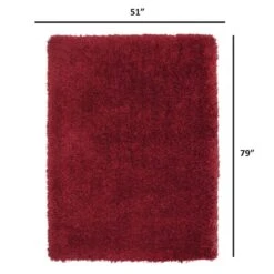 (C24) Plain Red Long Pile Shag, 5x7 -Home Decor Store c24 plain red long pile shag 5x7 4