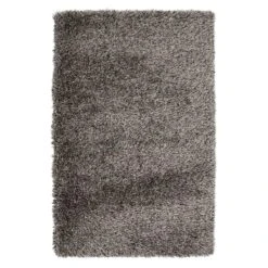 (C67) Mixed Silver & Black Long Pile Shag Area Rug, 7x10