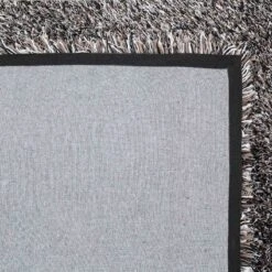 (C67) Mixed Silver & Black Long Pile Shag Area Rug, 7x10 -Home Decor Store c67 mixed silver black long pile shag area rug 7x10 3