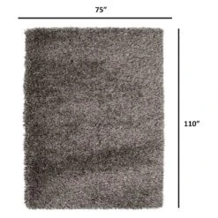 (C67) Mixed Silver & Black Long Pile Shag Area Rug, 7x10 -Home Decor Store c67 mixed silver black long pile shag area rug 7x10 4