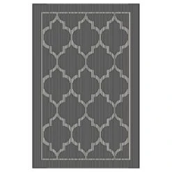 Chai Tea Geometric Charcoal & White Lattice Accent Rug, 3x4