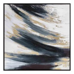 Crosby St Framed Black & Gold Abstract Canvas Wall Art, 24"