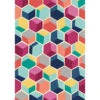 (D392) Hexagon Geometric Multicolor Colored Printed Area Rug With Non-Slip Back, 5x7