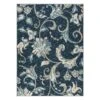 (D406) Navy Blue Floral Design Area Rug, 7x10
