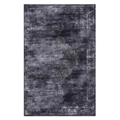 (D415) Antika Dark Grey Medallion Area Rug, 7x10