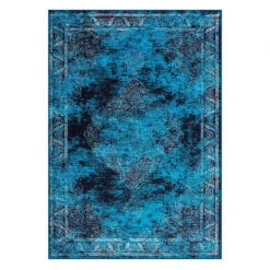 (D416) Antika Navy Vintage Medallion Area Rug, 7x10