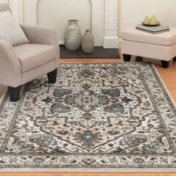 (D428) Ridley Floral Blue Woven Runner, 2x7 -Home Decor Store d428 ridley floral blue woven runner 2x7 5