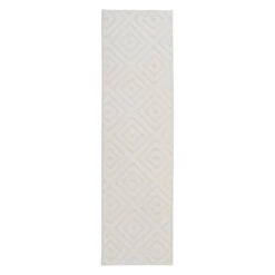 (D456) Ronin Ivory Tufted Non-Slip Runner, 2x7