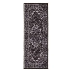 (D475) Black Medallion Runner, 2x5