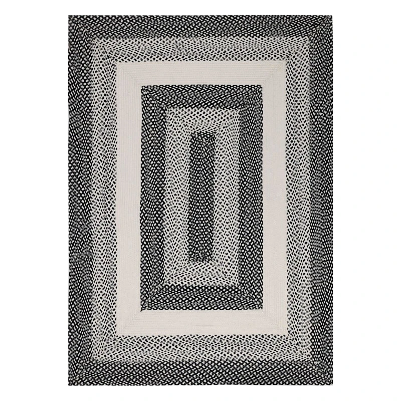 (D515) Black & White Braided Area Rug, 5x7 1 (D515) Black & White Braided Area Rug, 5x7