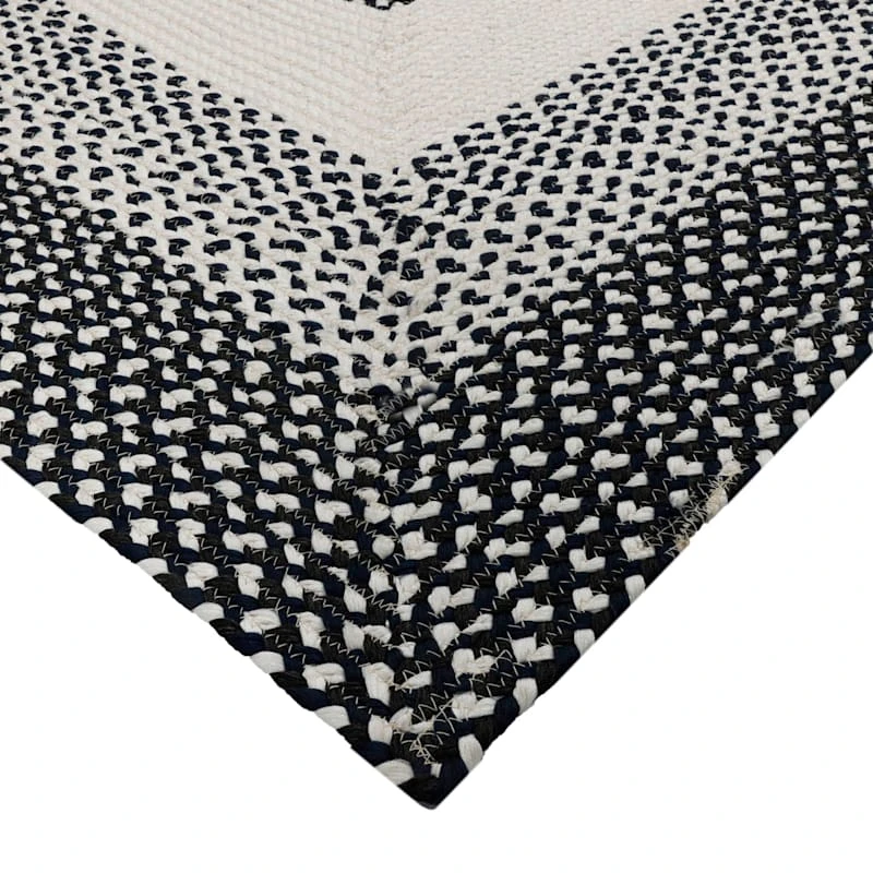 (D515) Black & White Braided Area Rug, 5x7 2 (D515) Black & White Braided Area Rug, 5x7 - Image 2