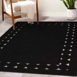 (D517) Found & Fable Black Braided Area Rug, 5x7 -Home Decor Store d517 found fable black braided area rug 5x7 8