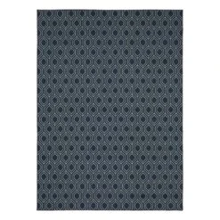 (D541) Jubilee White & Navy Area Rug, 7x9