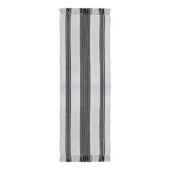 (D551) Honeybloom Flatweave Ivory & Black Striped Runner, 2x7