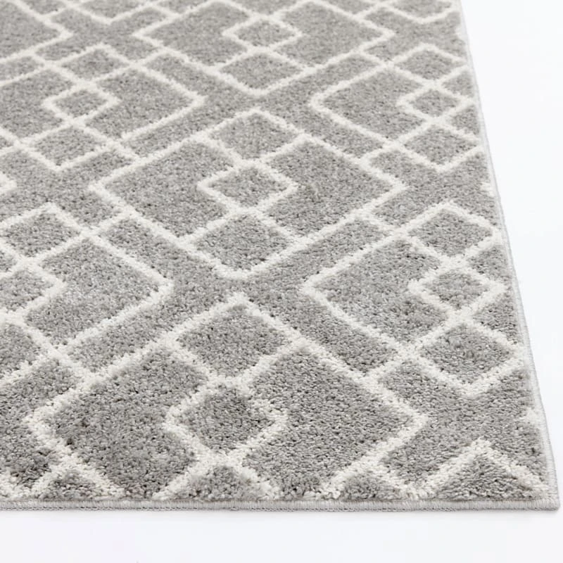 (D558) Salinas Grey & White Diamond Design Runner, 2x7 2 (D558) Salinas Grey & White Diamond Design Runner, 2x7 - Image 2