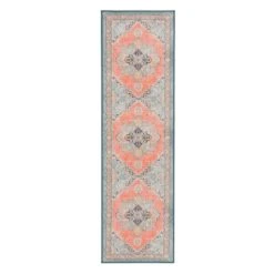 (D561) Venus Pink Multicolor Medallion Runner, 2x7