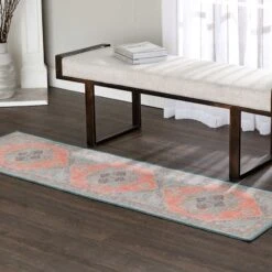 (D561) Venus Pink Multicolor Medallion Runner, 2x7 -Home Decor Store d561 venus pink multicolor medallion runner 2x7 3