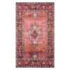 (D566) Freya Red Medallion Washable Accent Rug, 3x5