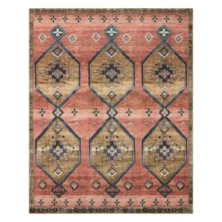 (D568) Freya Pink Medallion Washable Area Rug, 8x10
