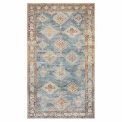 (D569) Freya Blue Multicolor Medallion Washable Accent Rug, 3x5