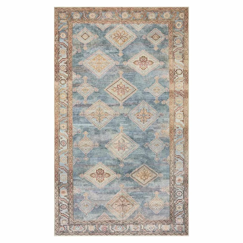 (D569) Freya Blue Multicolor Medallion Washable Accent Rug, 3x5 1 (D569) Freya Blue Multicolor Medallion Washable Accent Rug, 3x5