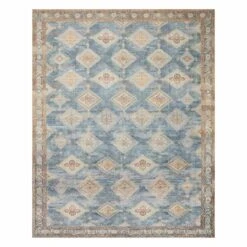 (D569) Freya Blue Multicolor Medallion Washable Area Rug, 8x10