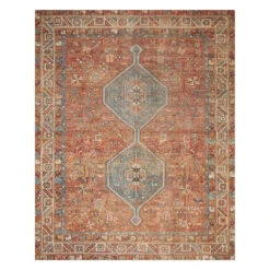 (D570) Freya Red Multicolor Medallion Washable Area Rug, 8x10