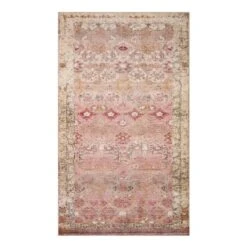 (D572) Freya Pink Floral Washable Accent Rug, 3x5