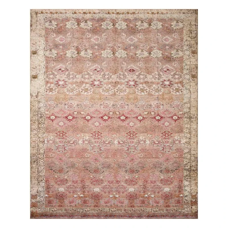 (D572) Freya Pink Floral Washable Area Rug, 8x10 1 (D572) Freya Pink Floral Washable Area Rug, 8x10