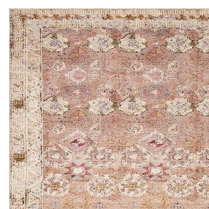 (D572) Freya Pink Floral Washable Area Rug, 8x10 2 (D572) Freya Pink Floral Washable Area Rug, 8x10 - Image 2
