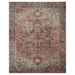 (D574) Freya Red Medallion Washable Area Rug, 8x10