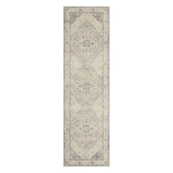 (D576) Honeybloom Grand Villa Taupe Medallion Runner, 2x7