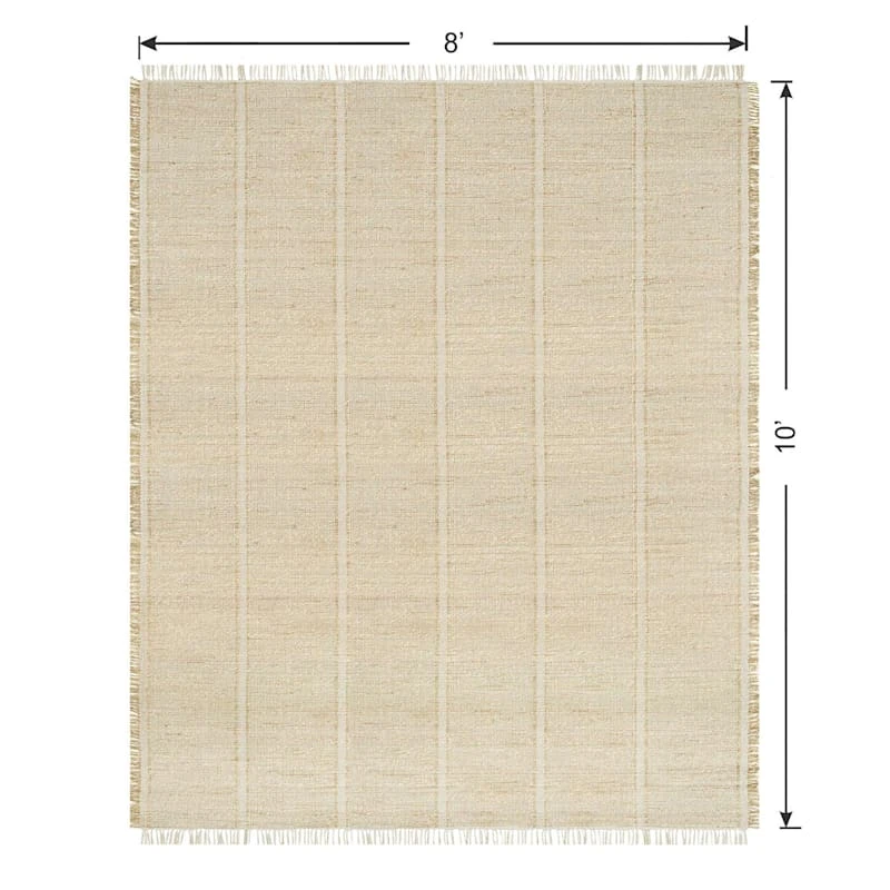 (D583) Honeybloom Mason Natural Fringe Area Rug, 8x10 6 (D583) Honeybloom Mason Natural Fringe Area Rug, 8x10 - Image 6