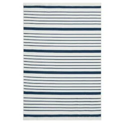 (D585) Honeybloom Arya Blue Striped Washable Area Rug, 5x7