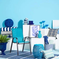 (D585) Honeybloom Arya Blue Striped Washable Area Rug, 5x7 -Home Decor Store d585 honeybloom arya blue striped washable area rug 5x7 6