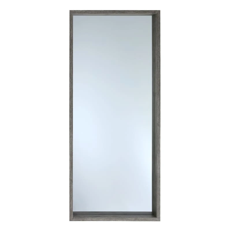 Dark Grey Wood Deep Frame Leaner Mirror, 24x58 1 Dark Grey Wood Deep Frame Leaner Mirror, 24x58