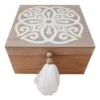 Decorative Wood Box With Tassels, 7X6