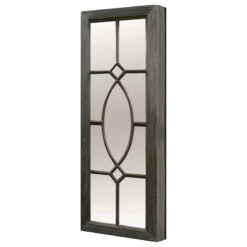 Distressed Black Framed Panel Wall Mirror, 17x43