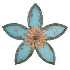 Distressed Blue Wood Flower Wall Decor, 15"