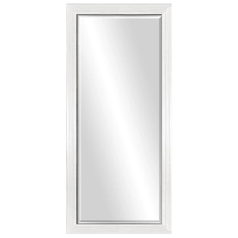 Distressed White Bevel Mirror, 29x63 1 Distressed White Bevel Mirror, 29x63