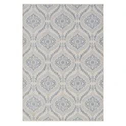 (E304) Blue & Ivory Quatrefoil Sisal Indoor & Outdoor Area Rug, 8x10