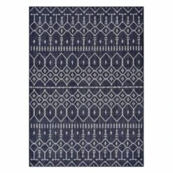 (E307) Navy Collector Design Sisal Indoor & Outdoor Area Rug, 5x7