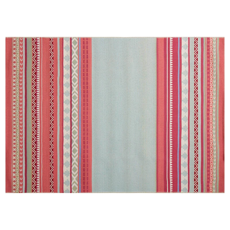 (E329) Mikayla Pink Multicolor Striped Outdoor Area Rug, 5x8 1 (E329) Mikayla Pink Multicolor Striped Outdoor Area Rug, 5x8