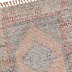 (E336) Honeybloom Anna Vintage Medallion Fringe Outdoor Accent Rug, 3x5 -Home Decor Store e336 honeybloom anna vintage medallion fringe outdoor accent rug 3x5 4