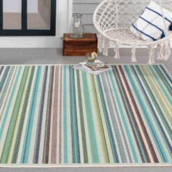 (E441) Scope Aqua Green Striped Accent Rug, 2x4 -Home Decor Store e441 scope aqua green striped accent rug 2x4 7