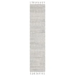 (E464) Found & Fable Soho Grey Tasseled Runner, 2x6