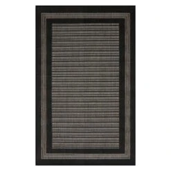 (E472) Providence Carlo Black & Grey Border Accent Rug, 3x5