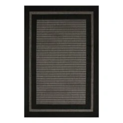 (E472) Providence Carlo Black & Grey Border Area Rug, 5x8