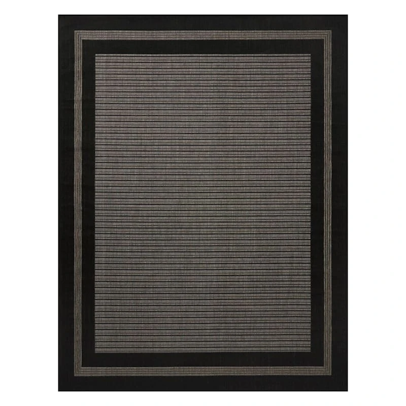 (E472) Providence Carlo Black & Grey Border Area Rug, 8x10 1 (E472) Providence Carlo Black & Grey Border Area Rug, 8x10