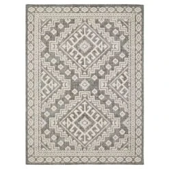 (E475) Tracey Boyd Athens Grey Diamond Design Area Rug, 5x7